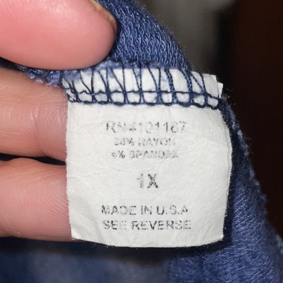 •CHACHAVENTE•BLUE/WHITE TIE DYE RAYON/SPANDEX COWL NECK LIGHTWEIGHT FLOWY TOP 1X - Picture 6 of 7